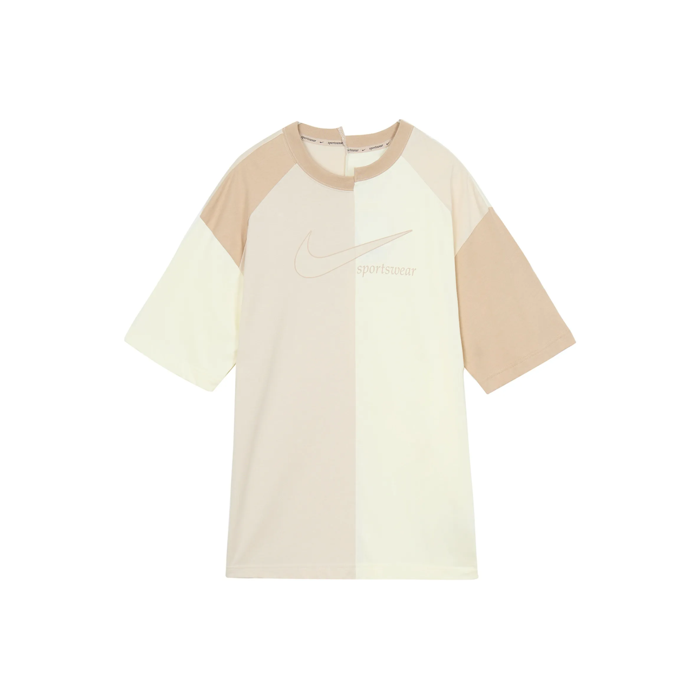 Nike Рукав с оборванным плечом T-рубашка Женская Бежевая