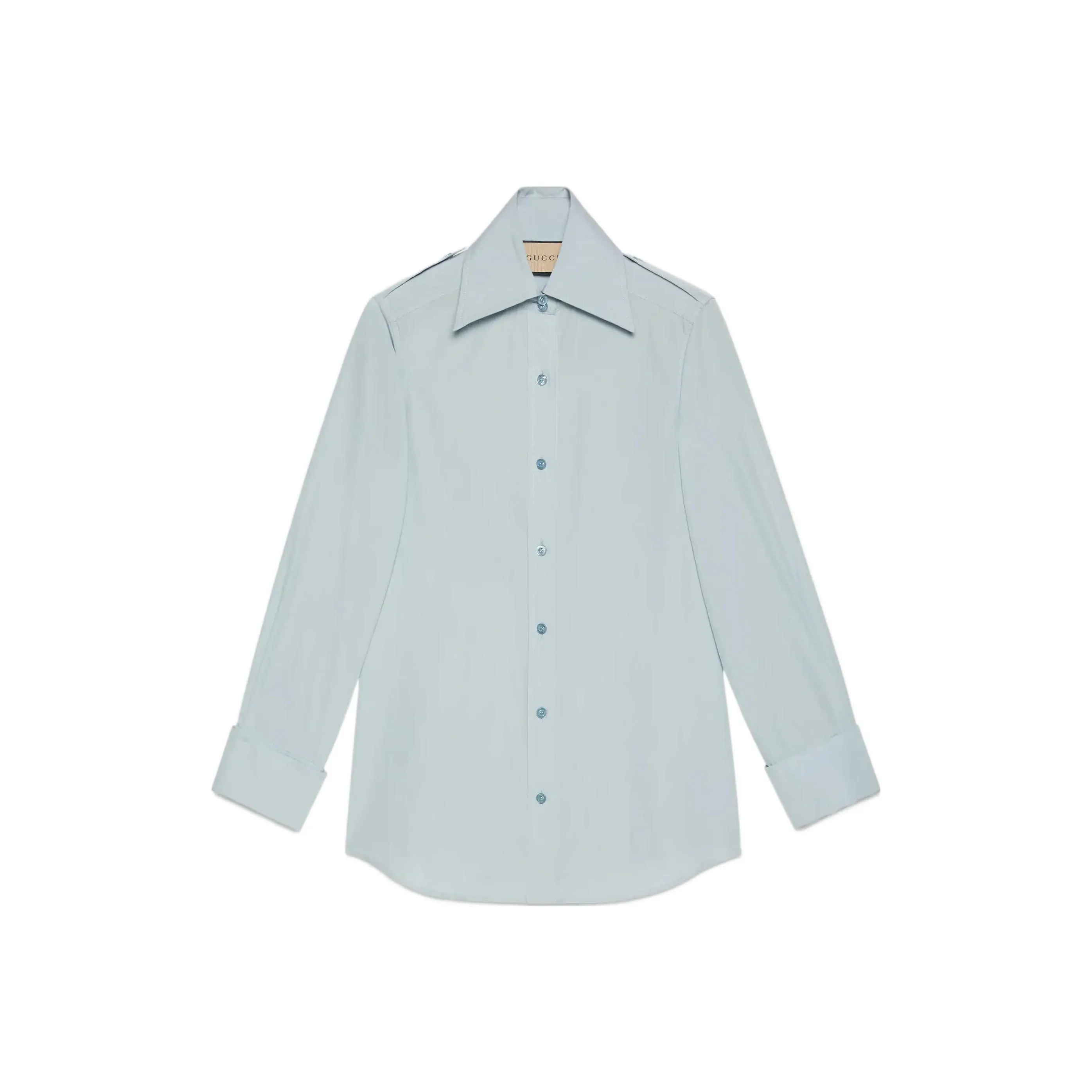 GUCCI Fine Cotton Poplin Shirt Blue