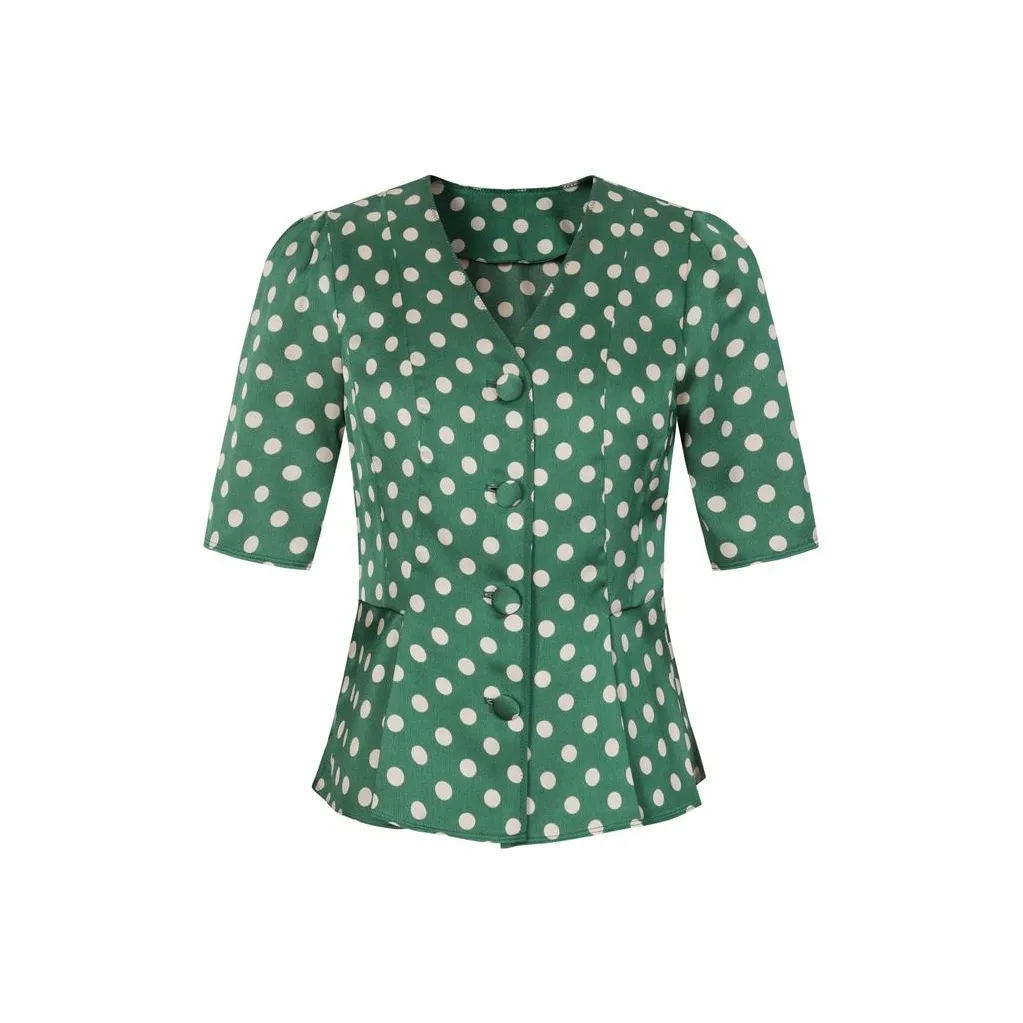 JZ. ANNAKRO Изумрудно-зеленый flower Женские Рубашки