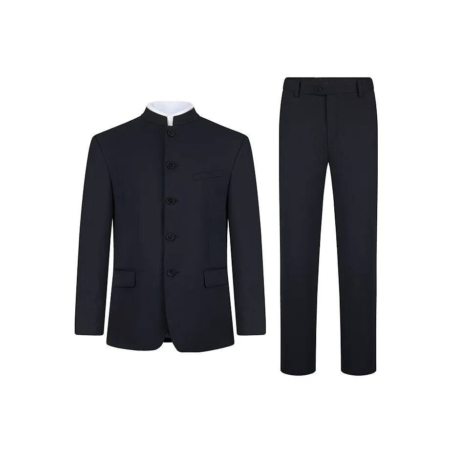 SEVEN Китайский стиль Бизнес костюм Мужской Темно-синий Синий