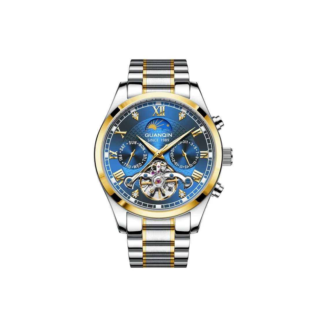GUANQIN HONEYCOMB Cut Out Collection Автоматический механический механизм ремешок из нержавеющей стали часы