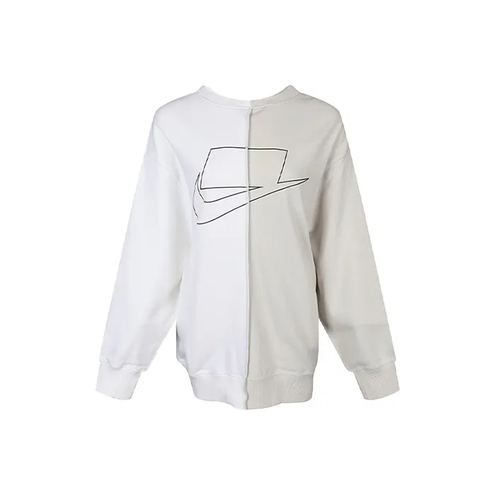 Nike Sweatshirt Women's White And Gray Color-Blocking