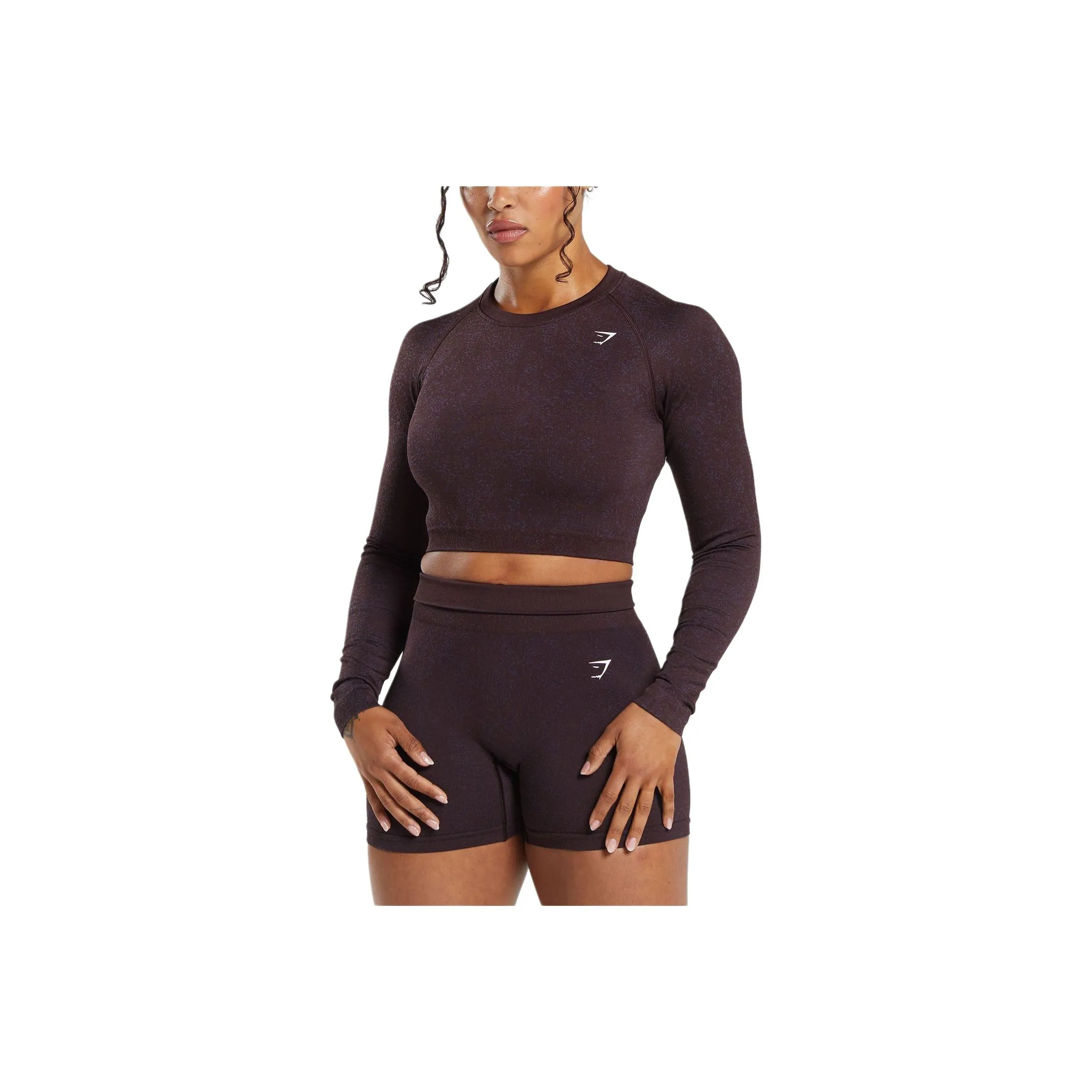 GYMSHARK Adapt FLECK Бесшовный Длинный Рукав КУРТКА Т Рубашка Женские Сливовый Коричневый Малиновый Фиолетовый