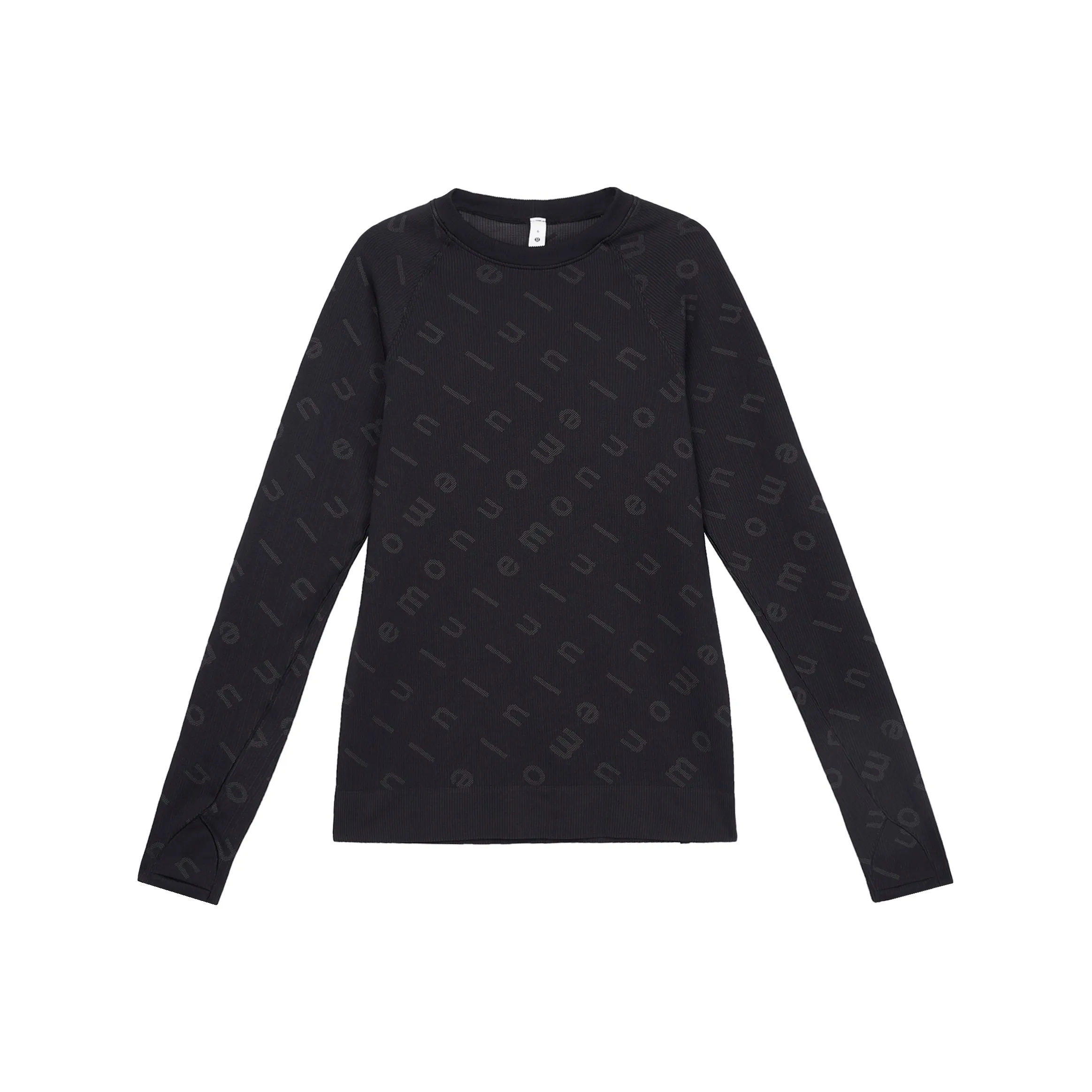 lululemon T-Shirt Женская с принтом по всей поверхности черного цвета