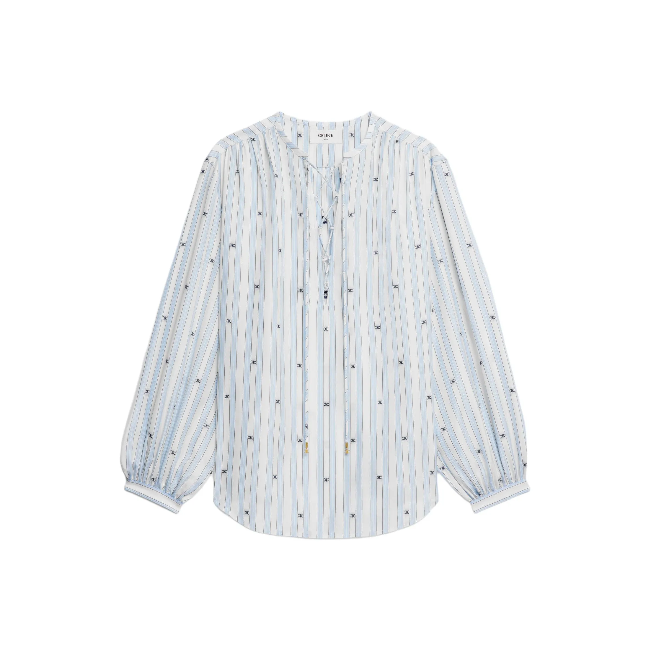 CELINE Striped Drawstring Top