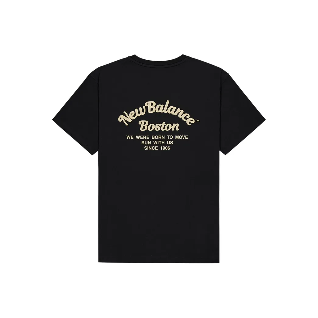 New Balance совместная серия Classics Short T-рубашка с маленьким логотипом On на груди мужская черная