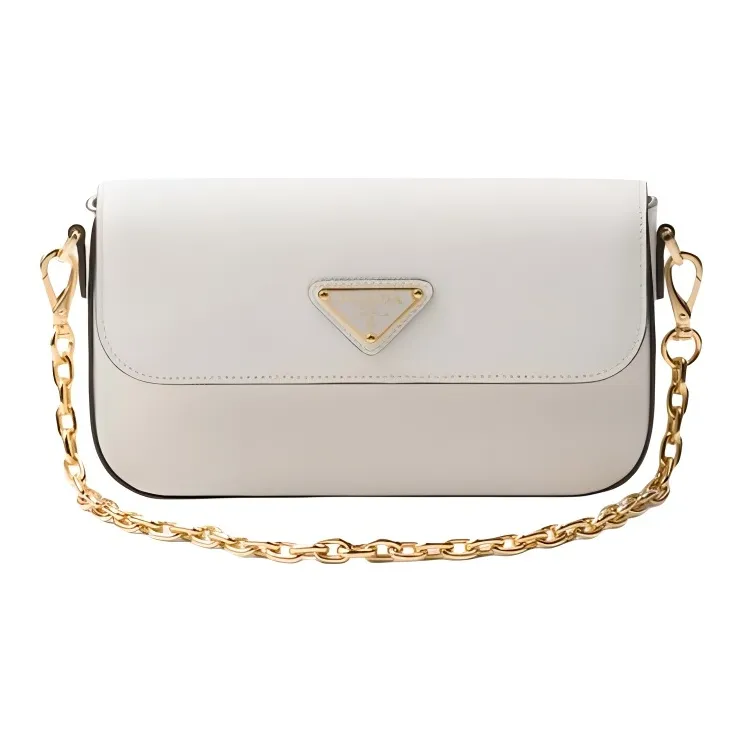 PRADA Saffiano Leather Handbag, Shoulder Bag Mini Women's White