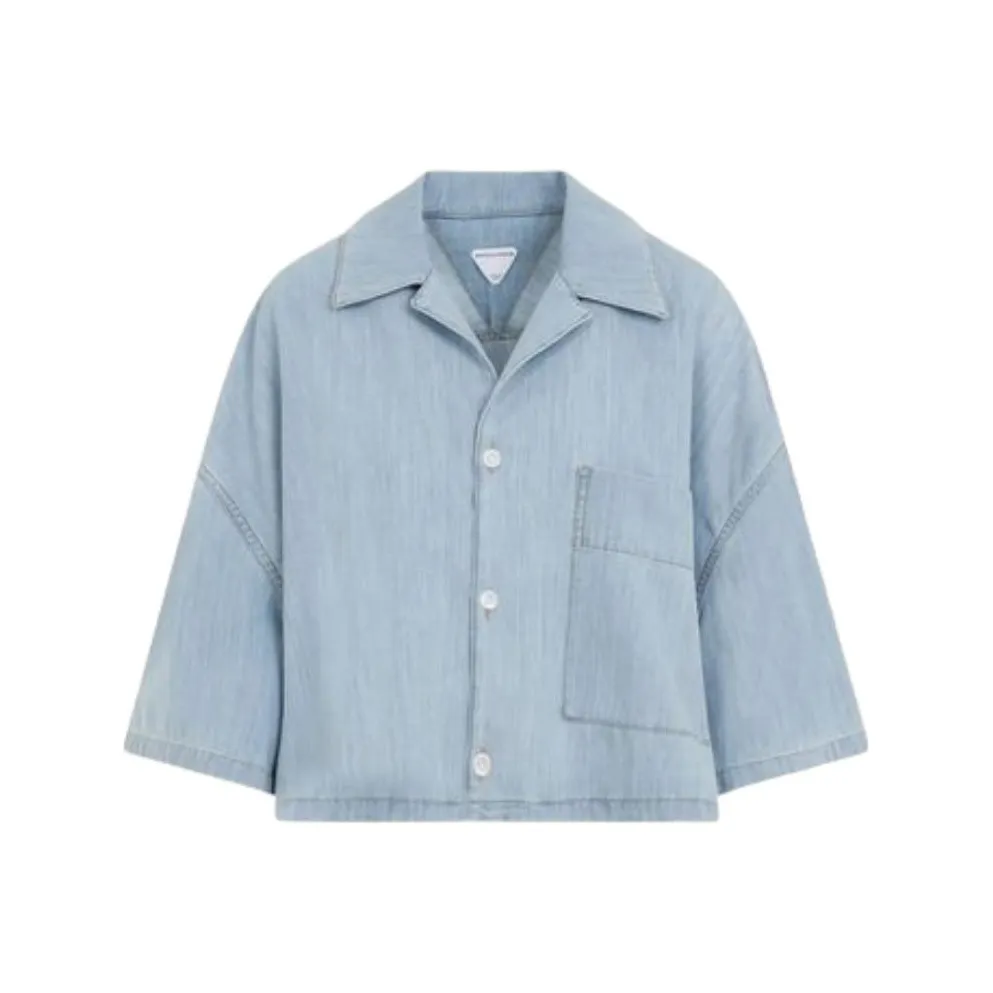 Bottega Veneta Light Bleached Denim Cropped Shirt