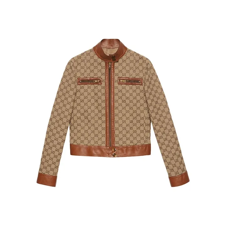 GUCCI GG canvas Leather trim Jacket