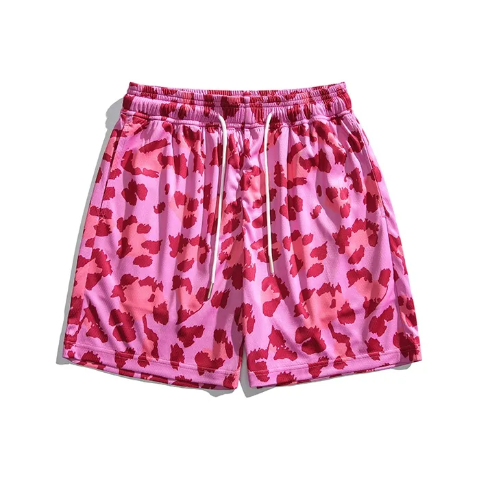 SIL VITIN Casual Shorts Unisex Pink Leopard Print