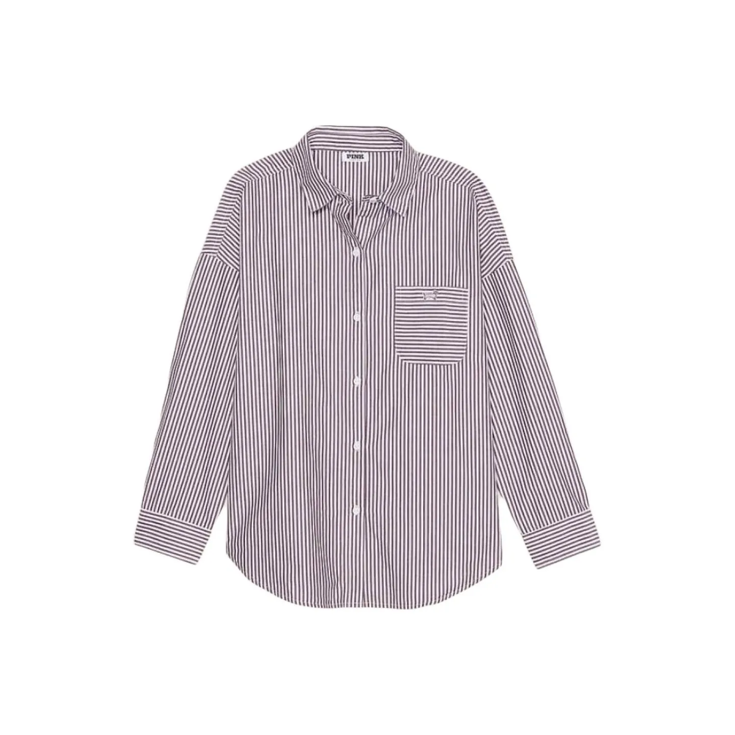 Victoria's Secret Розовая Рубашка Женская Фиолетово-Белая Полосатая