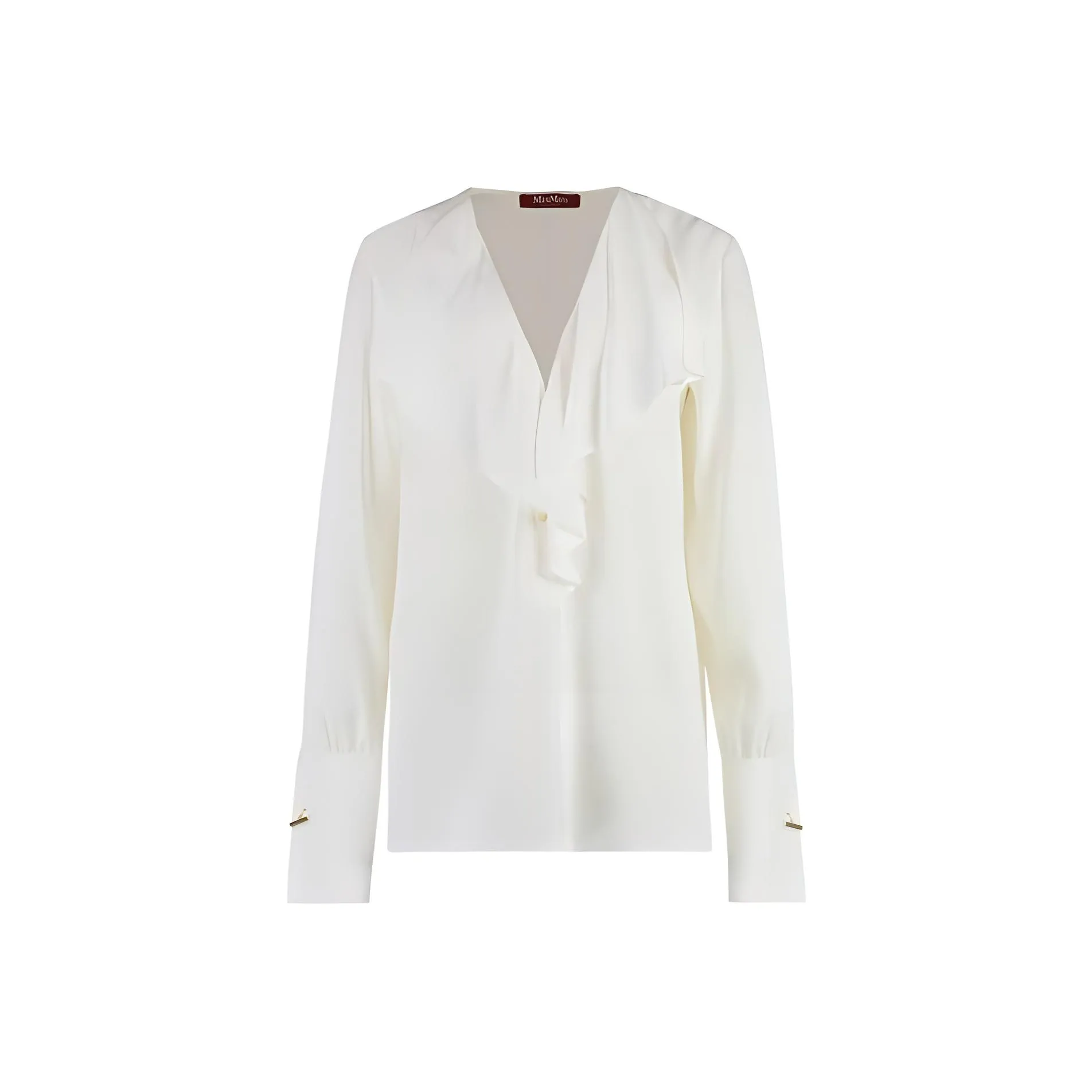 MaxMara Studio Max Mara V Neck Ruffled Long Sleeved Top