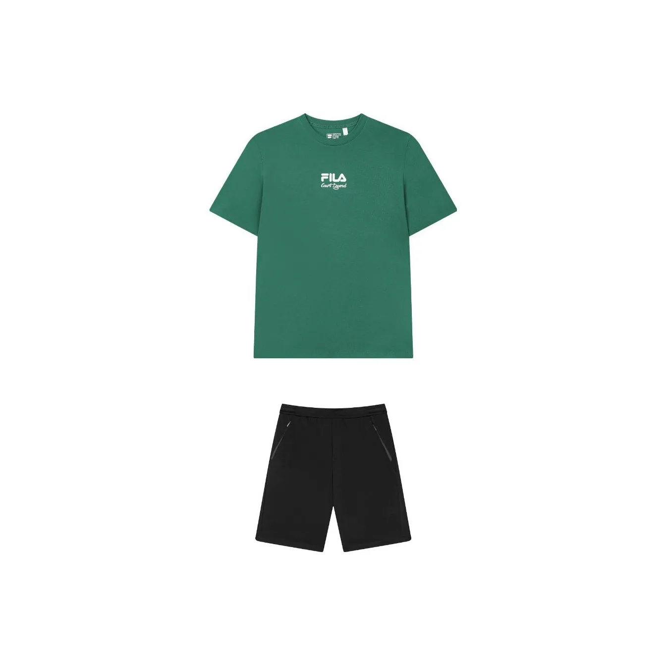 FILA Casual Sportswear Men's Clothing Sets Midsummer Green Top+Jet Black Shorts