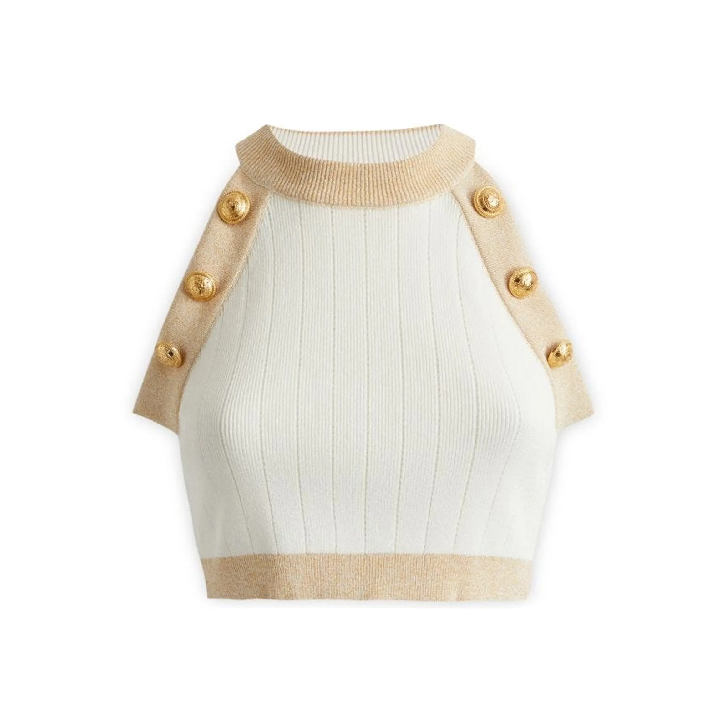 BALMAIN Ribbed knit Cropped Top