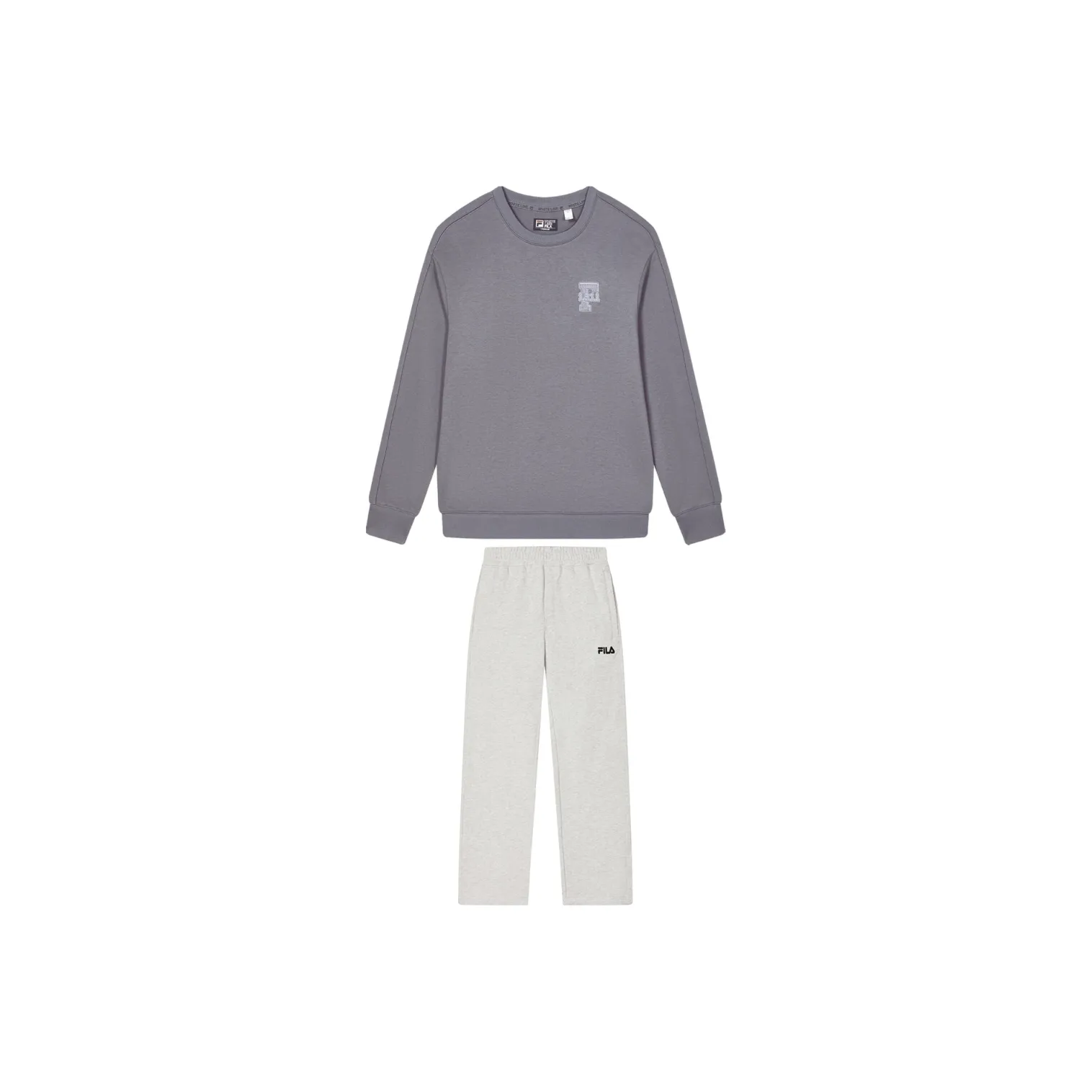 FILA Casual Sportswear Men's Clothing Sets Cloud Dola Gray Sweatshirt+Moon Mist Gray Pants