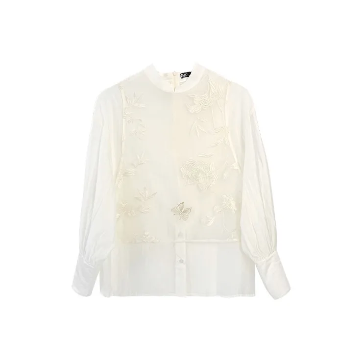 JK JS SS24 Рубашка Женская Нефритовая Бабочка Белая