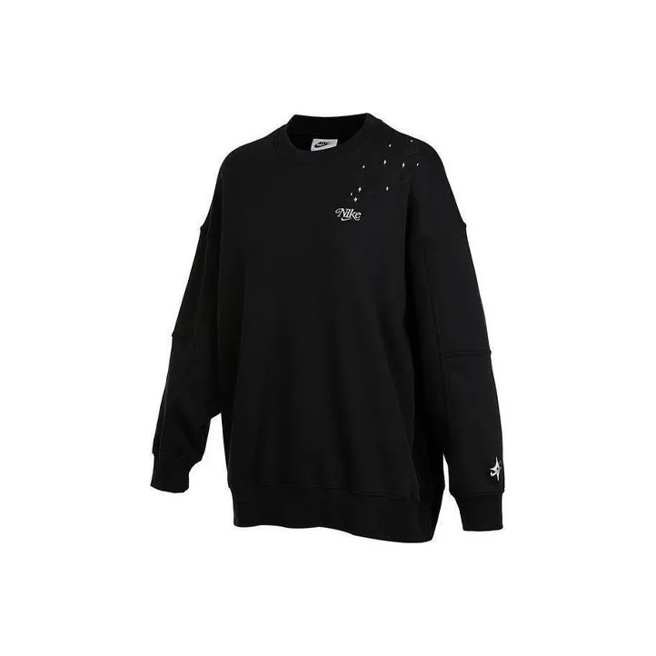 Nike Women'ss Fleece Crewneck Long-Sleeve Sweatshirt Black