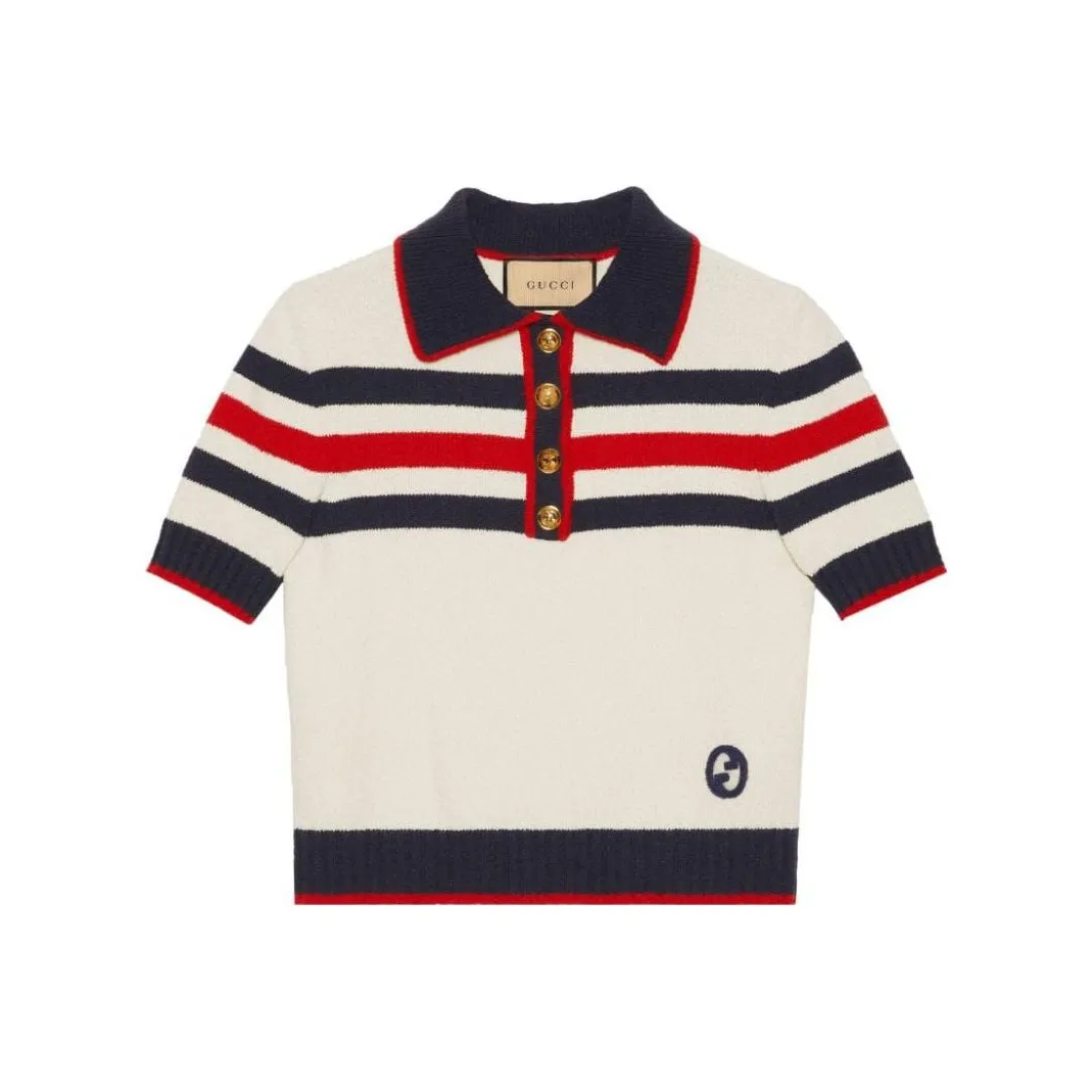 GUCCI SS23 Polo Shirt Women's Ivory White