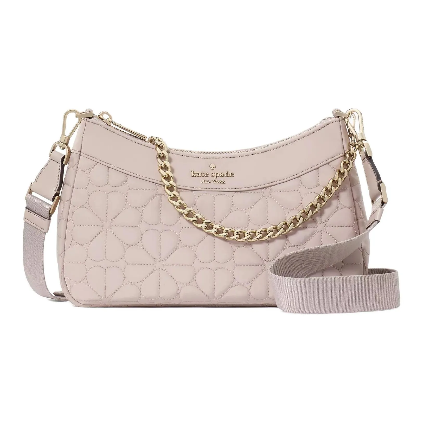 Kate Spade Flower Recycled Polyester Shoulder Bag Women
s Comfortable Gray