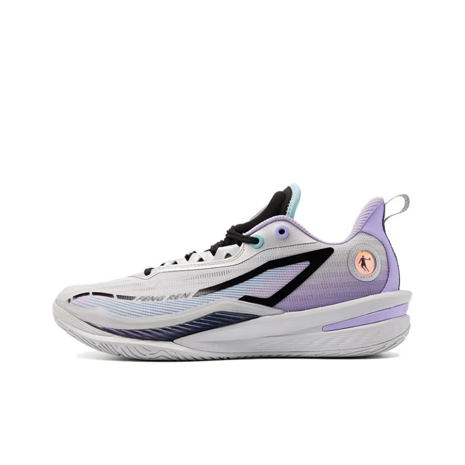 QIAODAN Cushioning Abrasion Resistant Breathable Low Top Basketball Shoes Men's Gray Purple