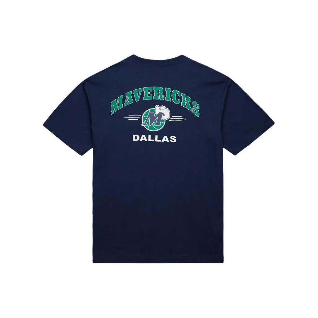 MITCHELL NESS X NBA Dallas Mavericks 100% хлопок Футболка Унисекс Морской синий
