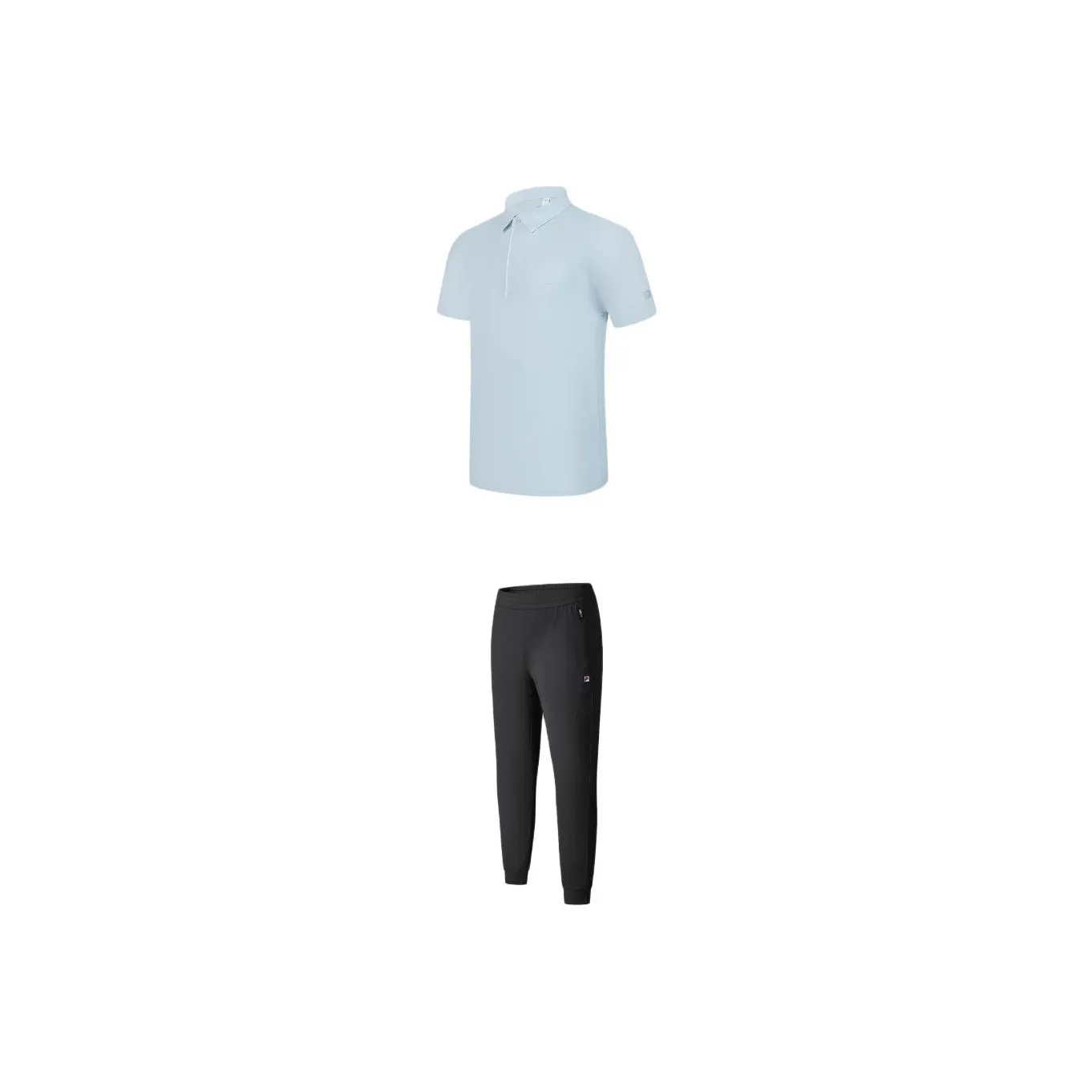 FILA Casual Sportswear Men's Clothing Set Alice Blue Short Sleeved Shirt+Dark Flow Black Pants