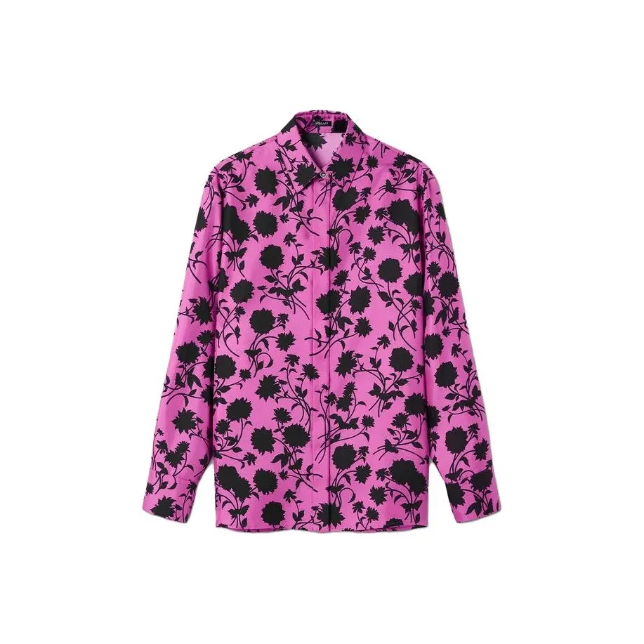 VERSACE Floral Silhouette Printed Button Up Shirt