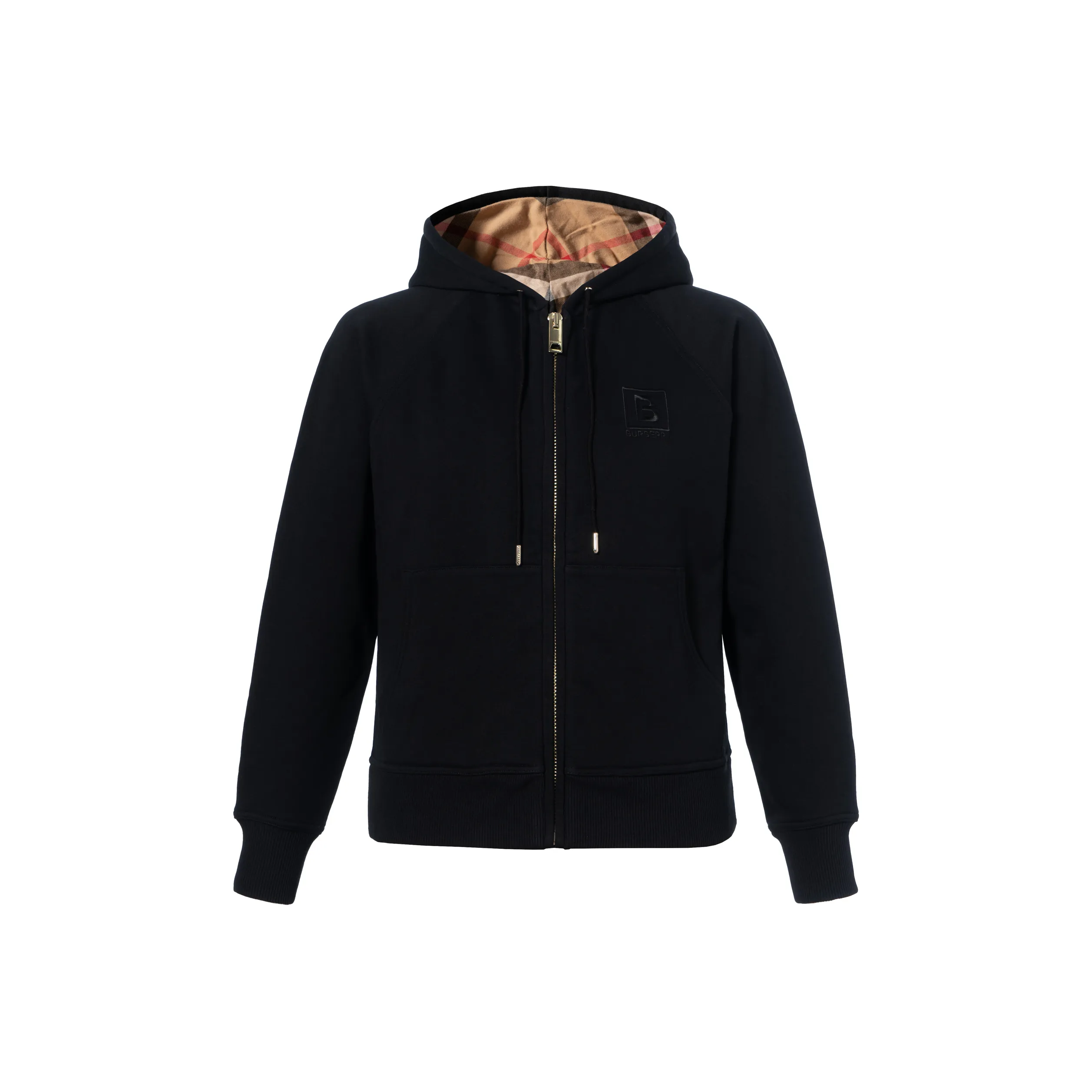 Burberry Women's Letter Graphic Cotton Blend Zip Hoodie Black