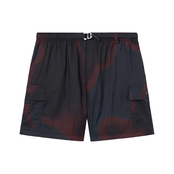 LACOSTE SS25 Повседневные шорты Мужские EIX Красный черный Случайный с принтом