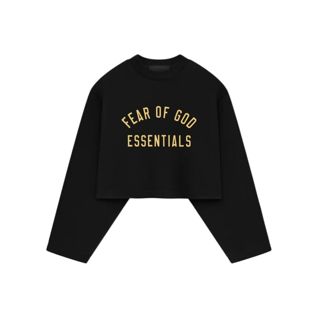 Fear Of God Essentials Women'ss Tri Blend Cropped Longsleeve Shirt Black