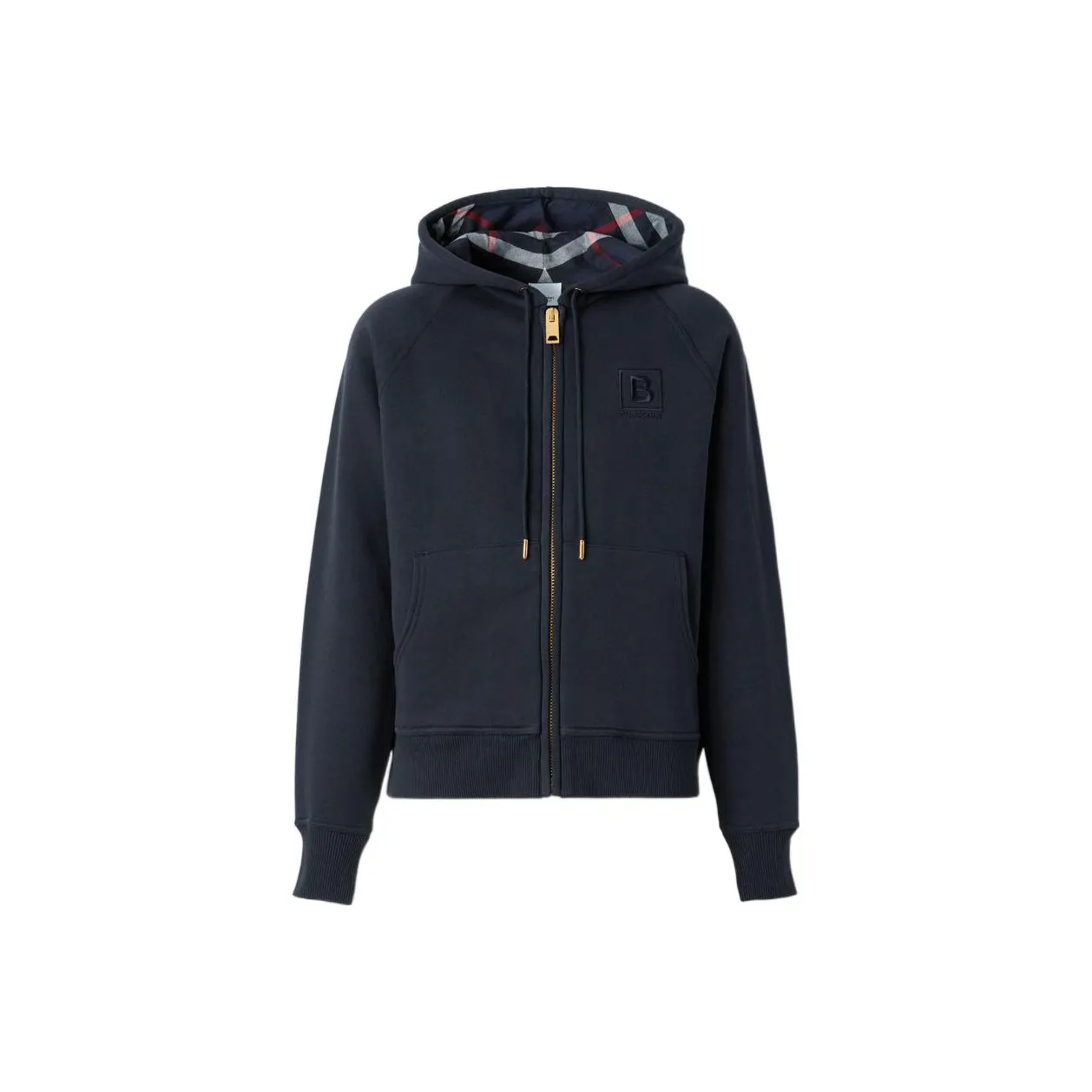 Burberry Women's Letter Graphic Cotton Blend Zip Hoodie Navy