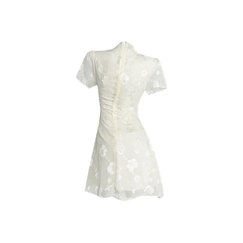 PAZZO Short Sleeved Dress Women's Beige Apricot