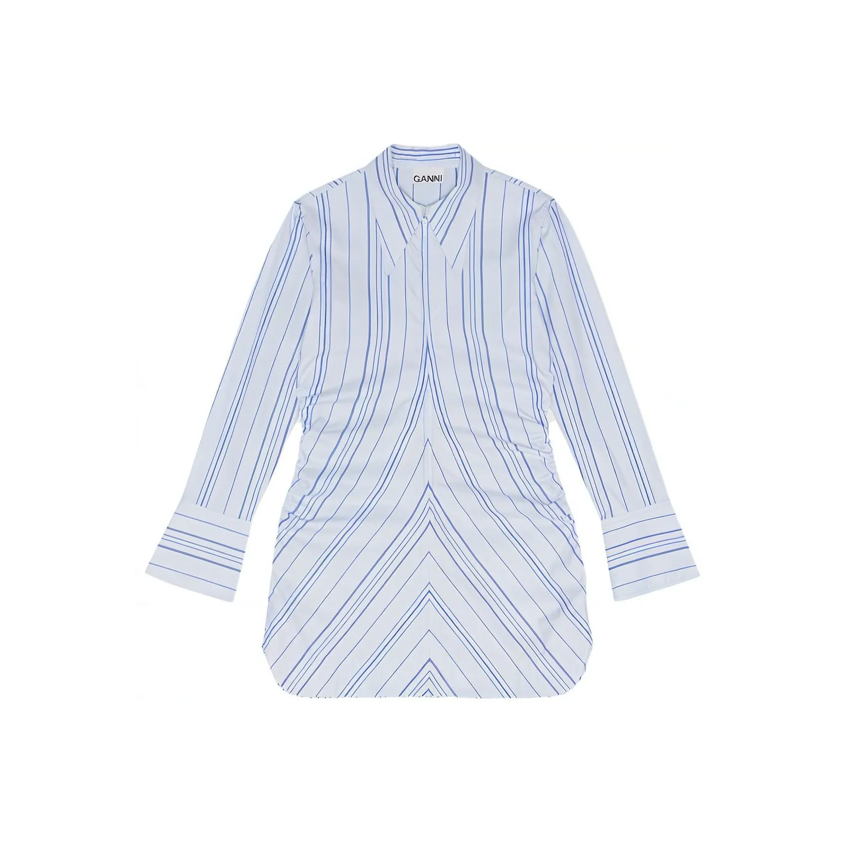 GANNI Twill Stripe Fitted Tunic 'Rinse'