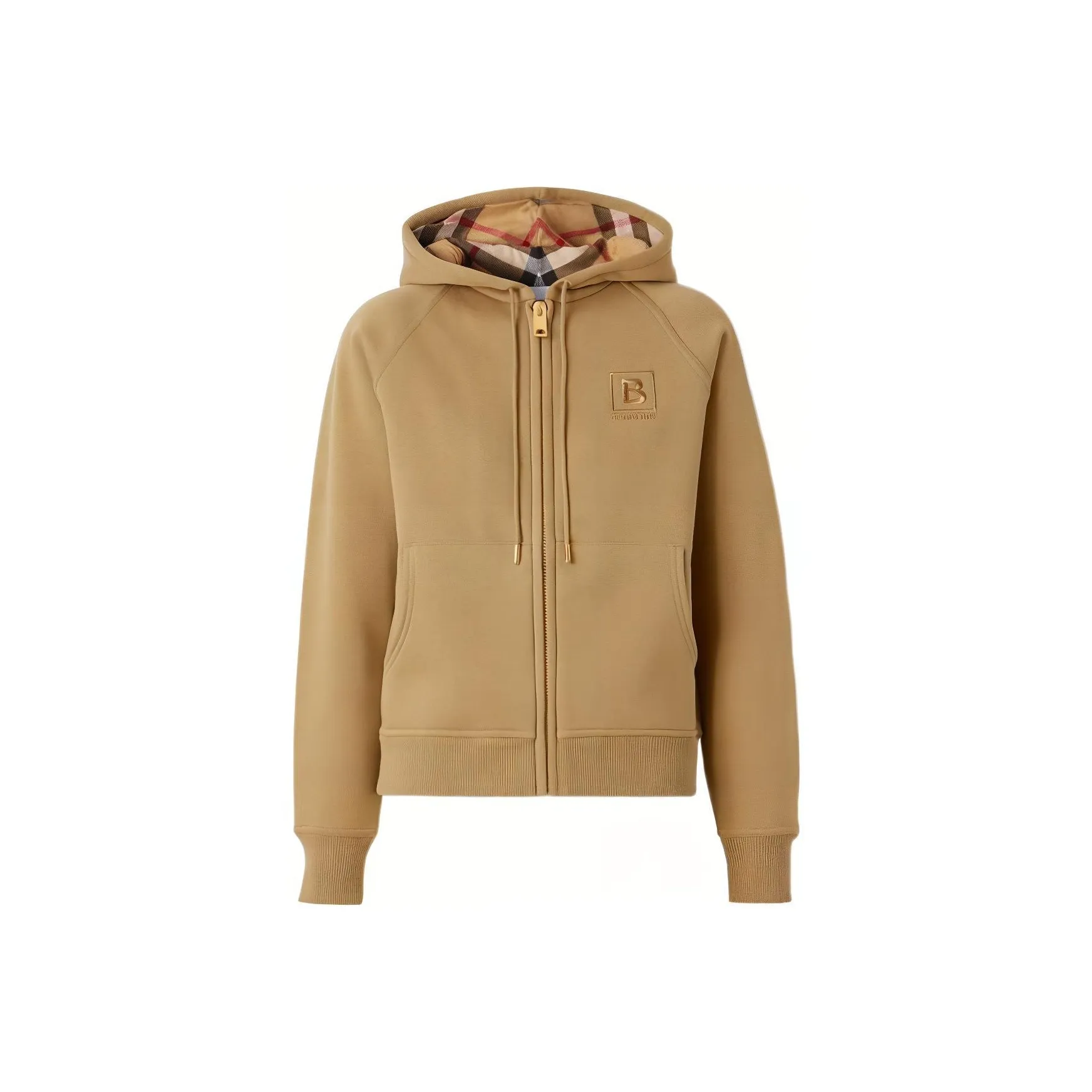 Burberry Women's Letter Graphic Cotton Blend Zip Hoodie Honey