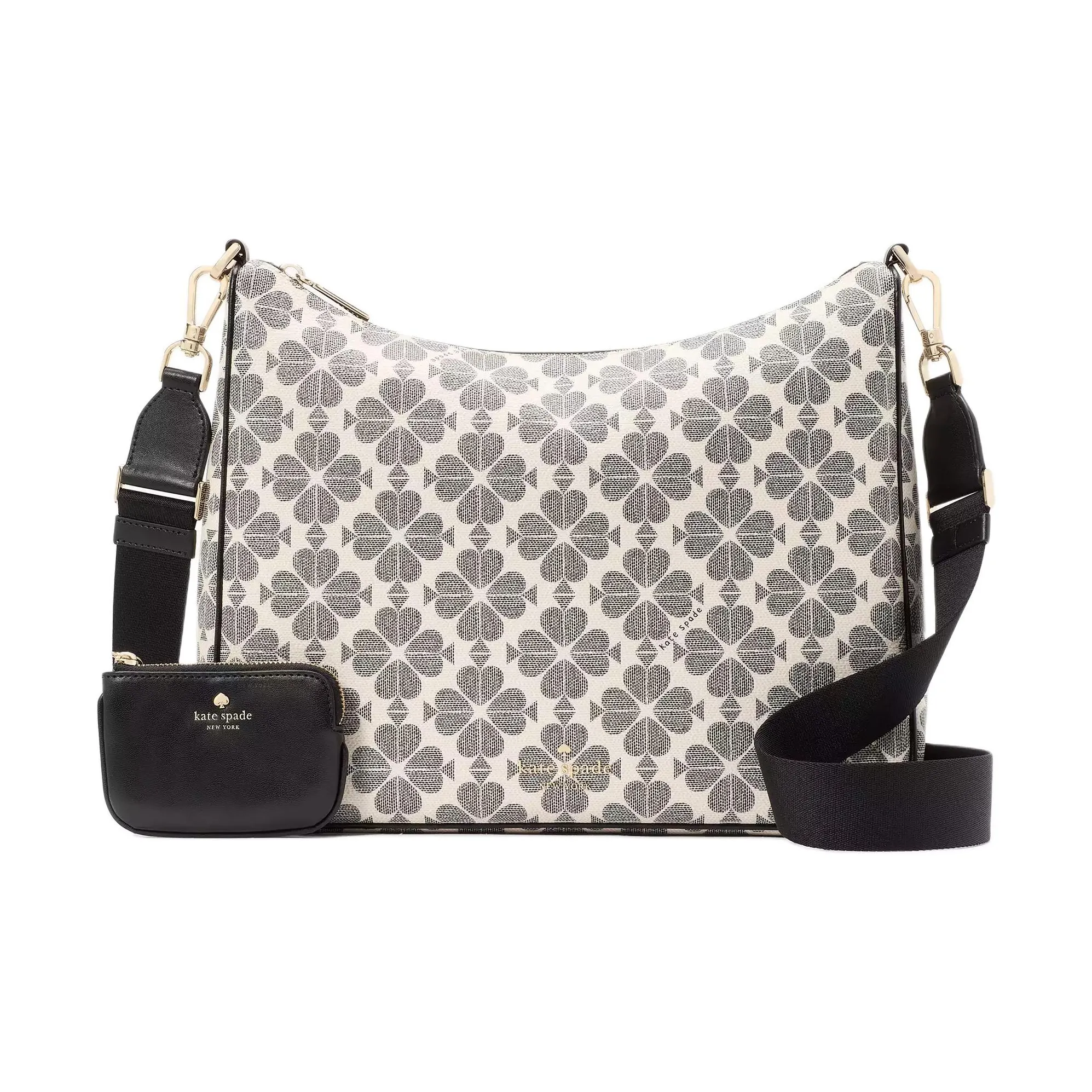 Kate Spade Цветочный дизайн PVC Сумка на плечо Большая Женская Черная и Многоцветная