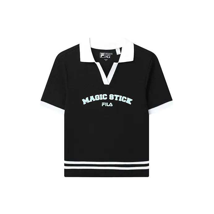 FILA X Magic Stick Joint Series Поло Женские Глубокий Черный