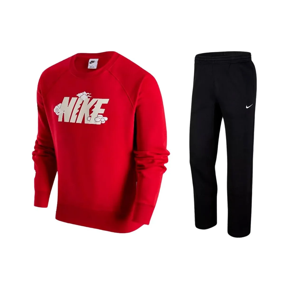 Nike Комплект Университетский Красный Топ + Черные Штаны Мужские Повседневные Спортивные Одежды