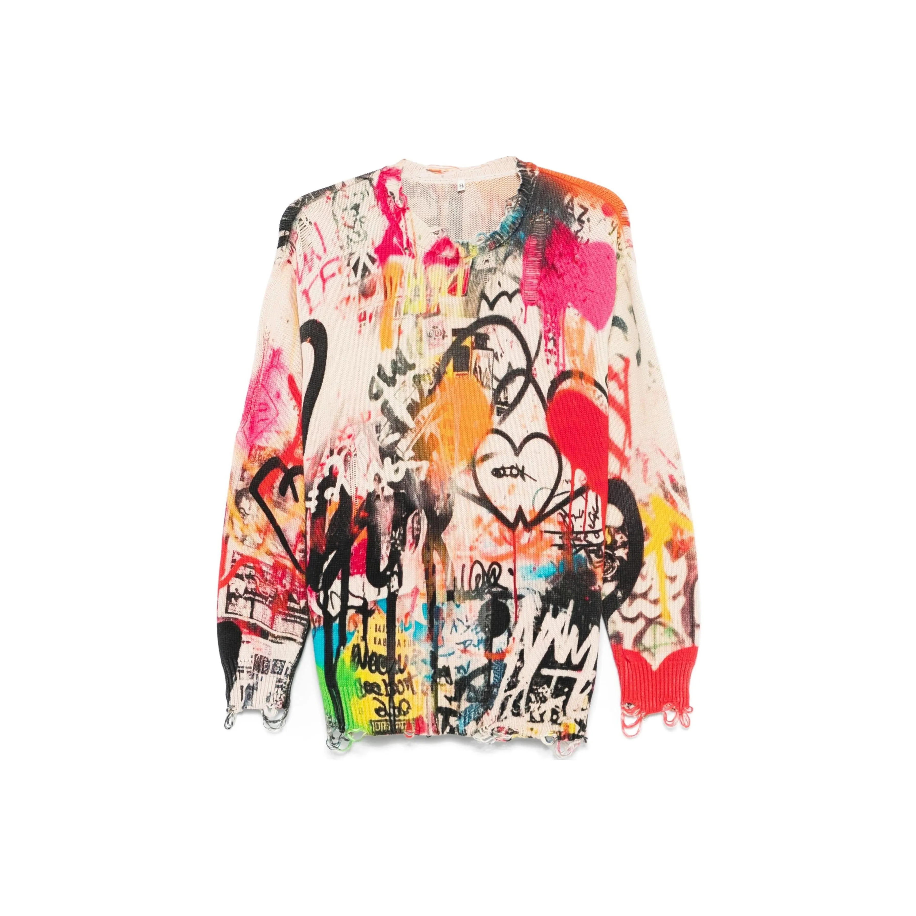 R13 Printed Boyfriend Sweater