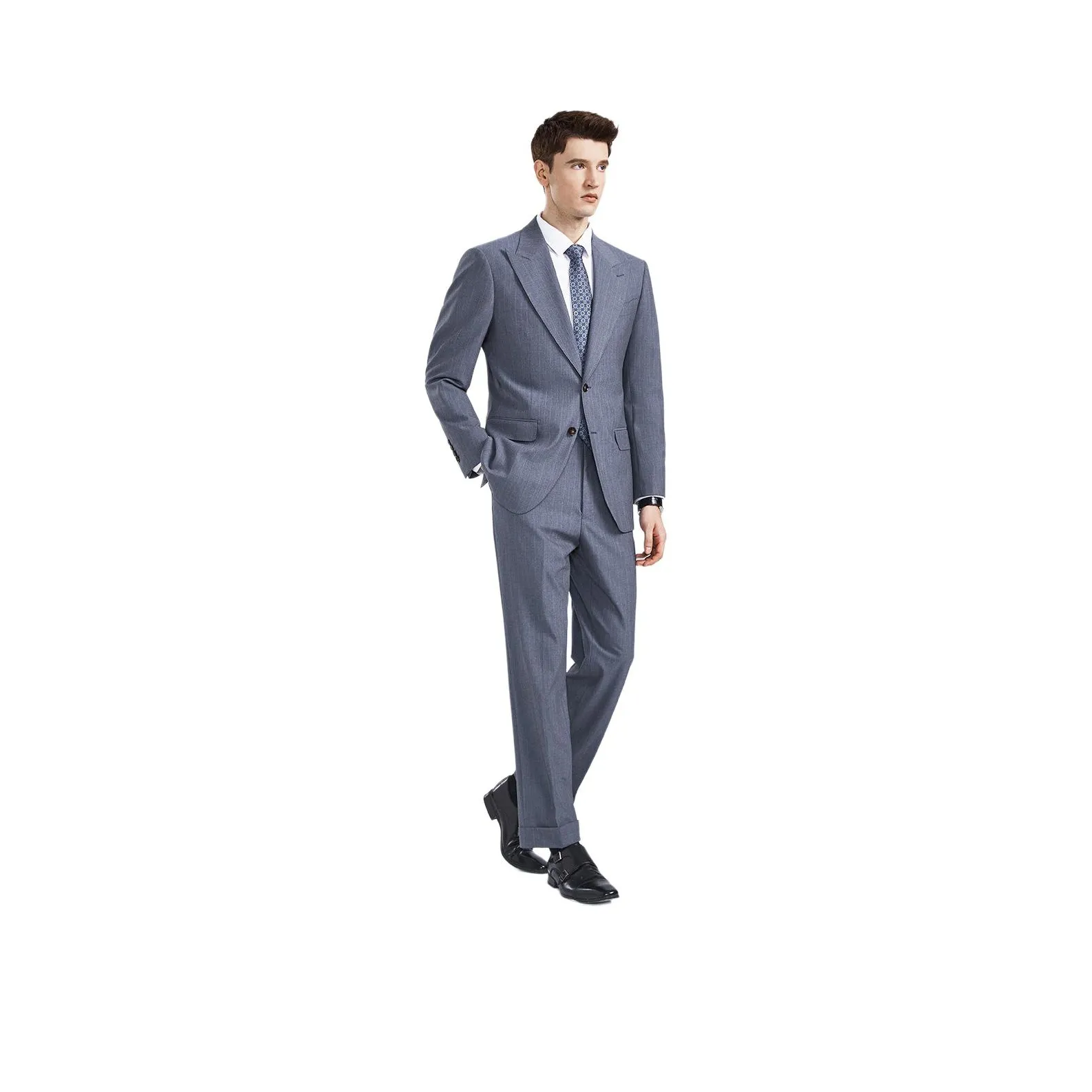 FIRS Бизнес-костюм мужской серый с синими полосами