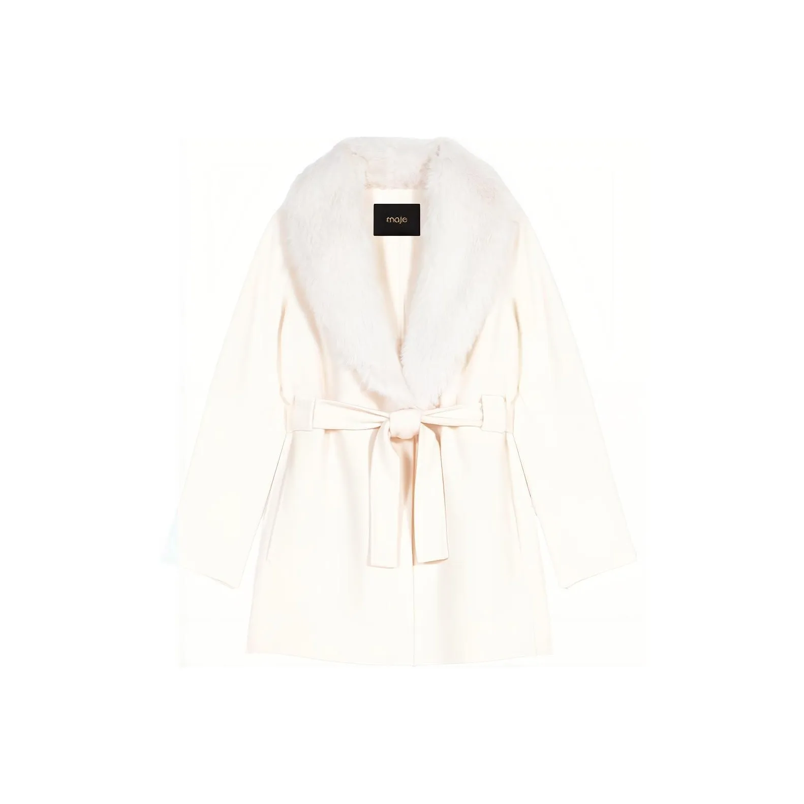 Maje Belted Faux fur Coat