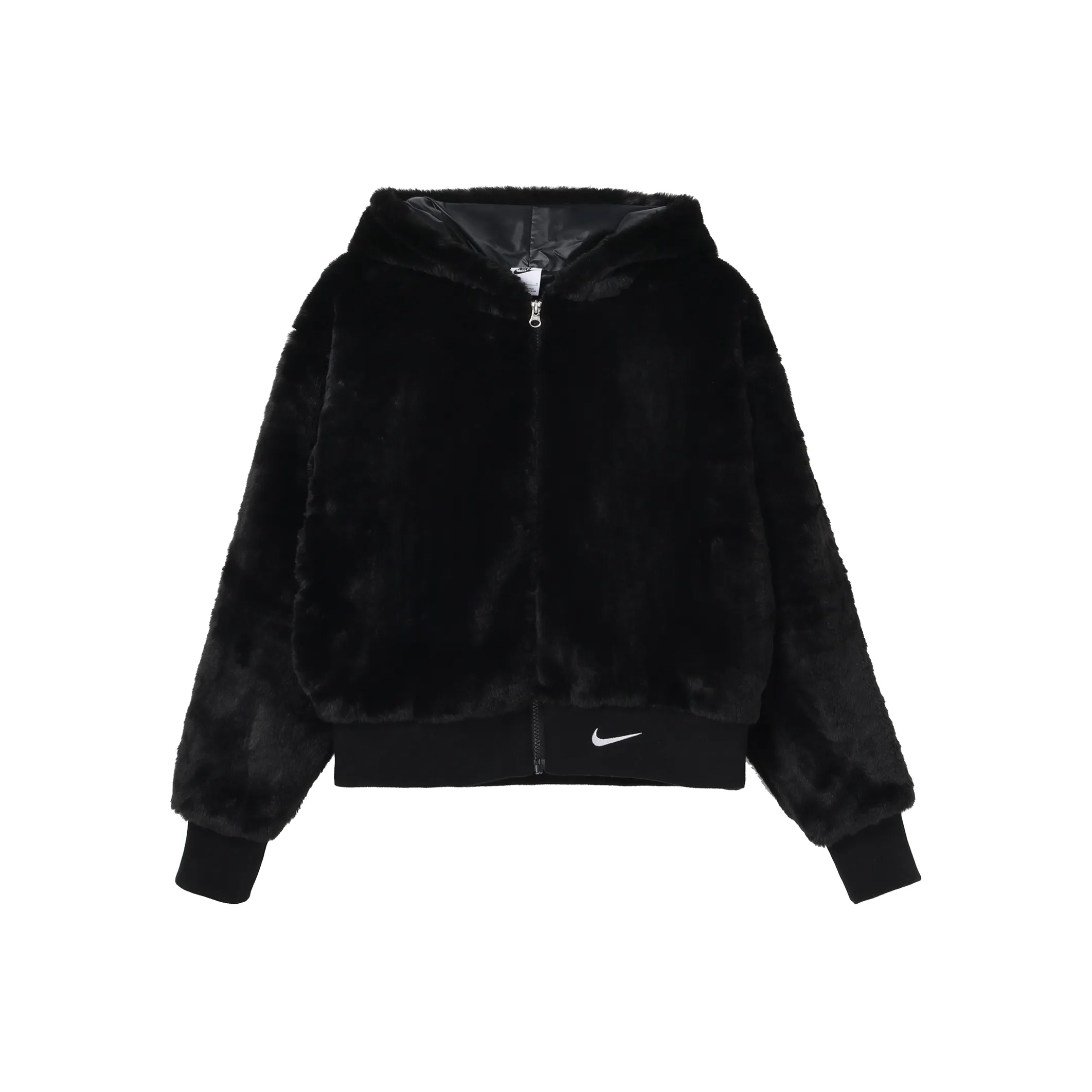 Nike Women'ss Sportswear Essential Faux Fur Jacket Asia Sizing Black