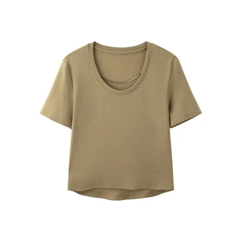 TKY SHOP Армейский зеленый Женские футболки T-рубашки