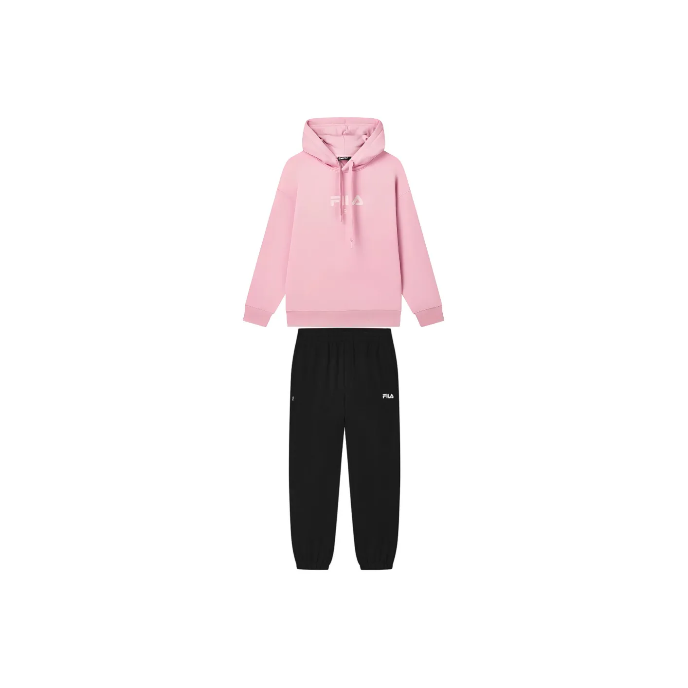 FILA Casual Sportswear Men's Clothing Sets Dark Pink Top+Black Pants