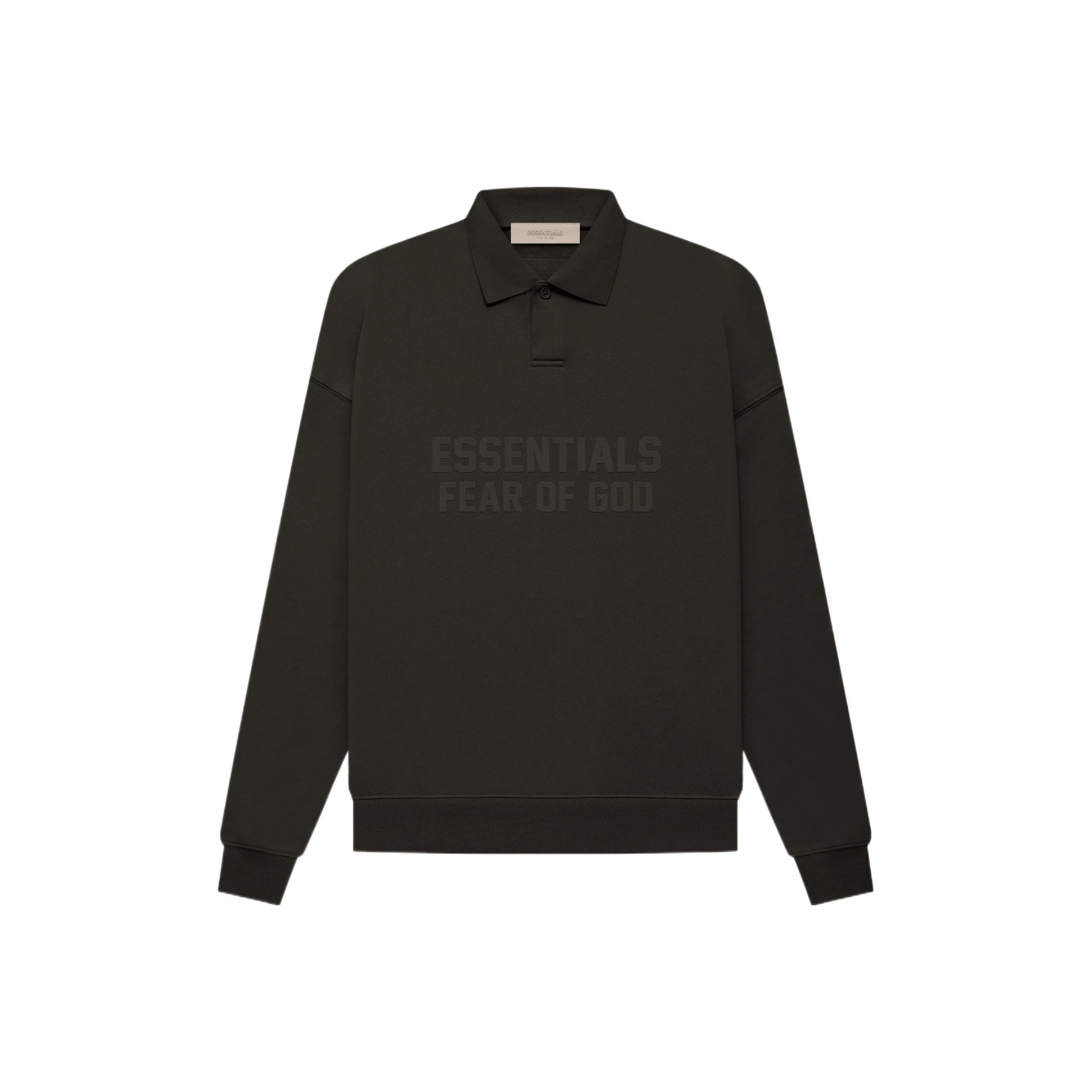 Fear of God Essentials FW22 WOMEN'S LS POLO Off Черный Поло Женские Серый черный
