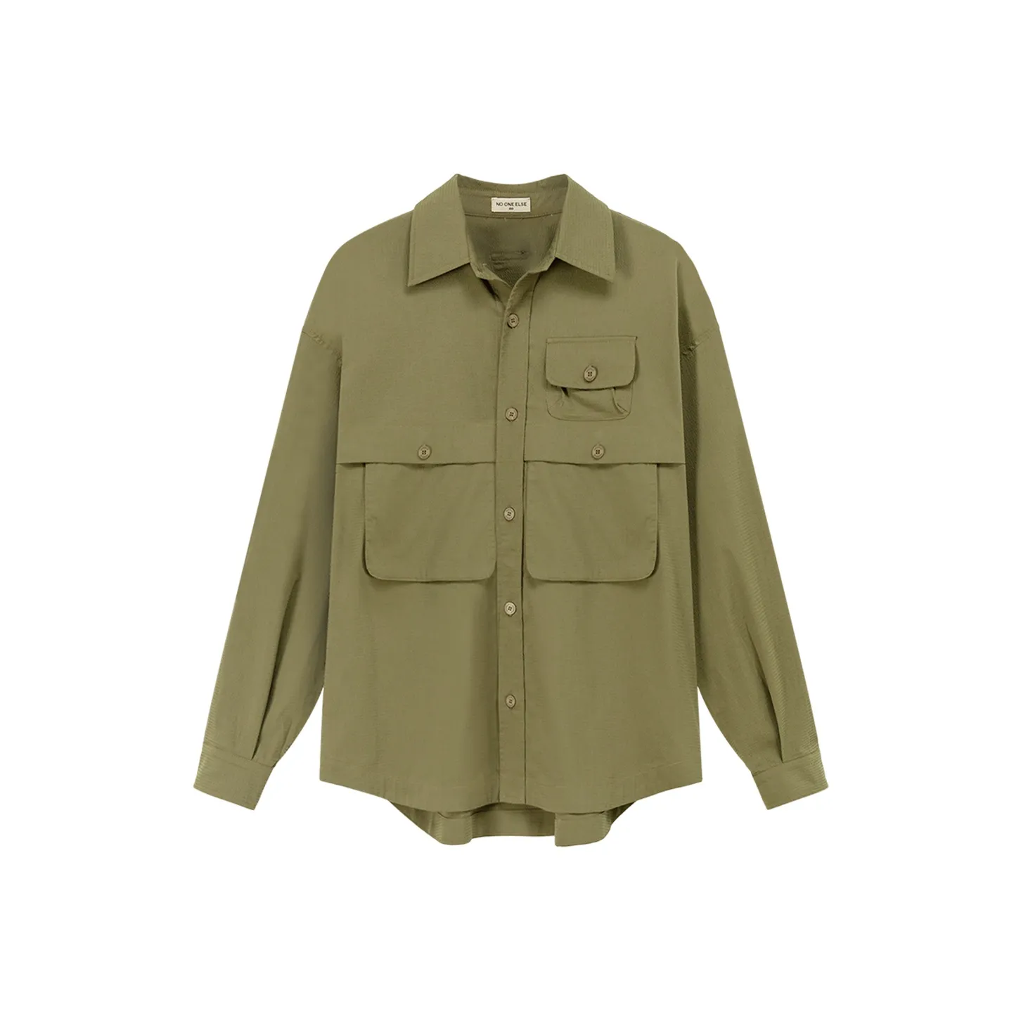 NO ONE ELSE Горчично-зеленая унисекс рубашка