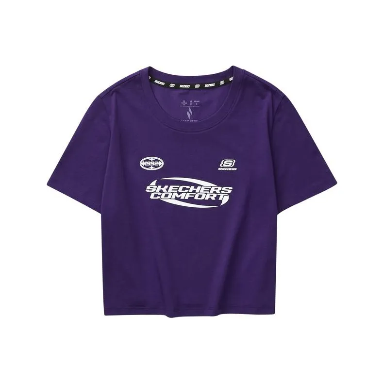 Skechers Обычный T-Shirt Женские Сливовый Фиолетовый