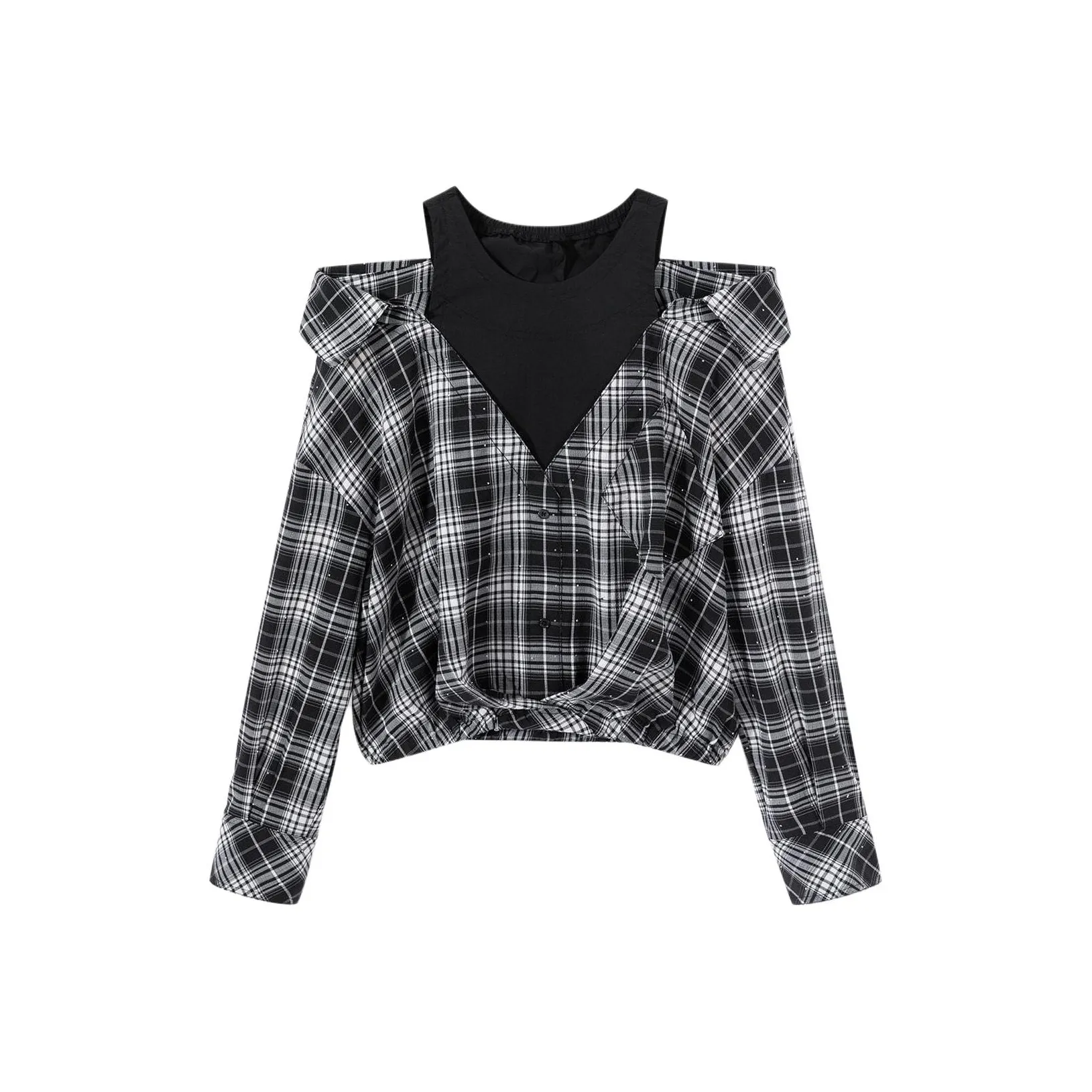 EICHITOO Рубашка Женская Черная с отделкой