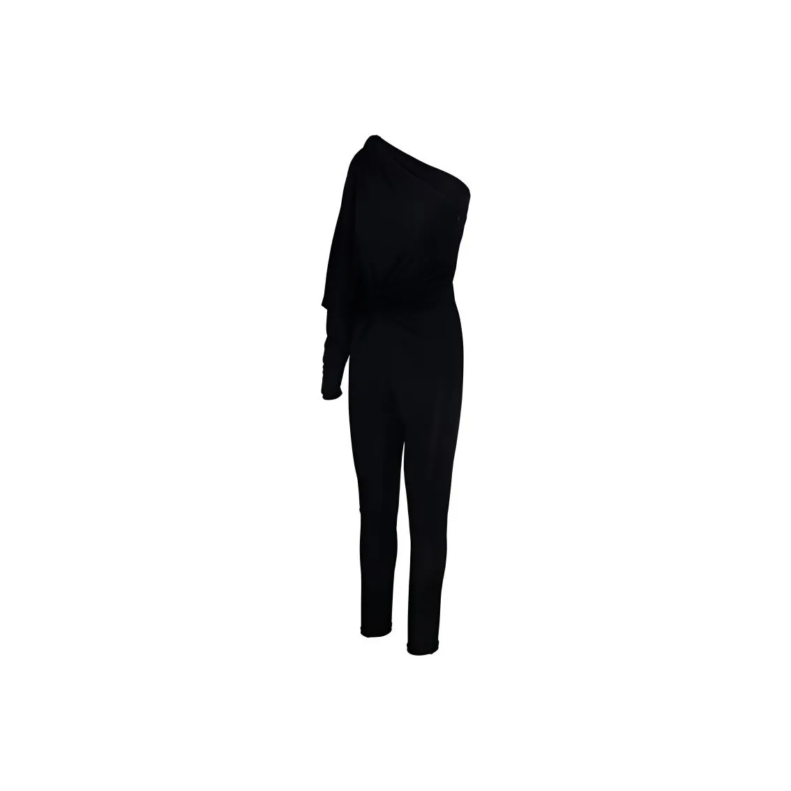 SAINT LAURENT One Shoulder Ruched Jumpsuit