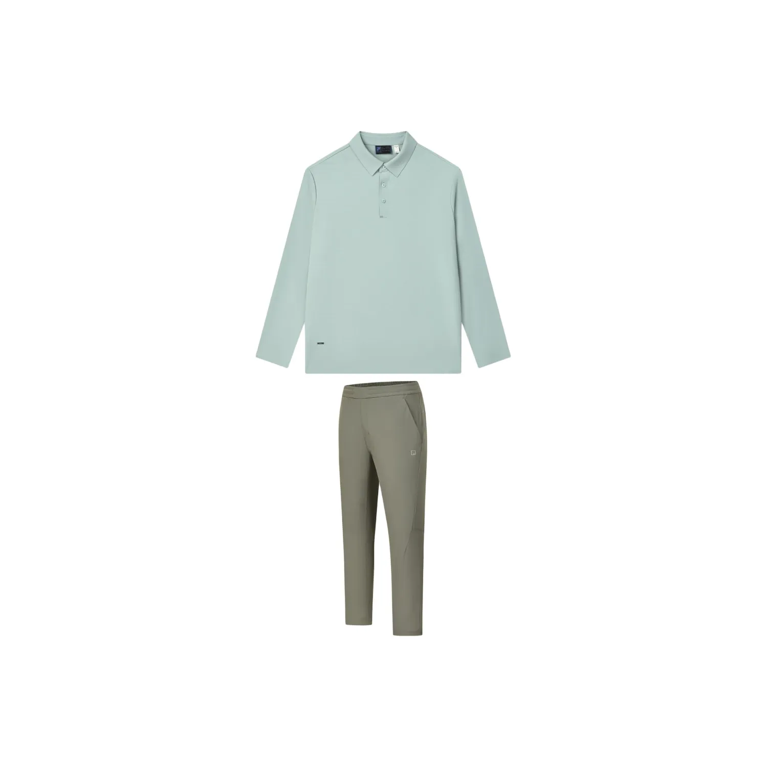FILA Casual Sportswear Men's Clothing Sets Tourmaline Blue Polo Shirt+Serpentine Green Pants