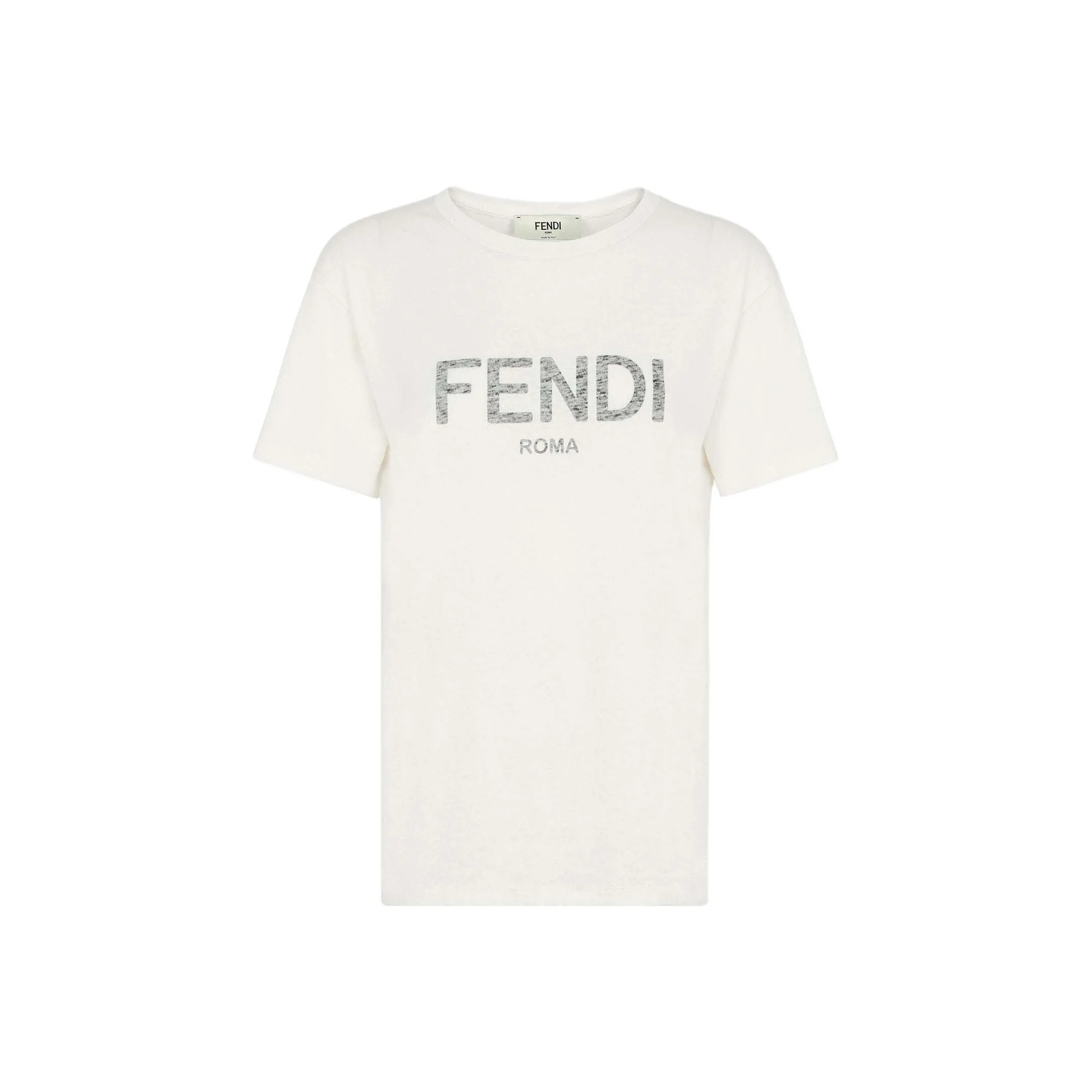 FENDI Logo Letter Принт Прямой крой Короткий рукав Т-рубашка Т-рубашка Женская Белая